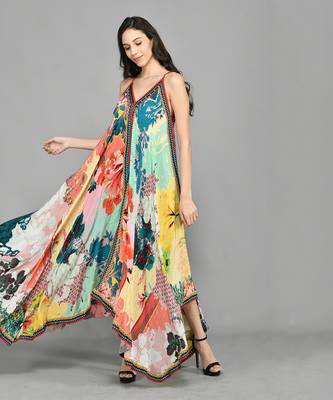 Abstract Colour Block Handkerchief Maxi Dress 3