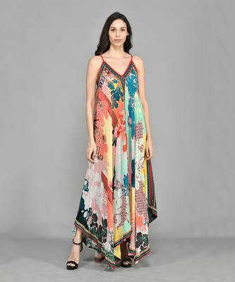 Abstract Colour Block Handkerchief Maxi Dress 5