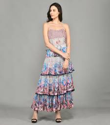 Colour Block Paisly Tiered Maxi Dress