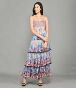 Colour Block Paisly Tiered Maxi Dress