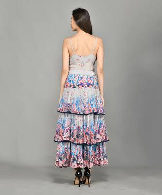Colour Block Paisly Tiered Maxi Dress 3