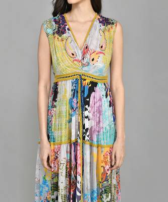 Colour Block Paisly Tiered Maxi Dress 5