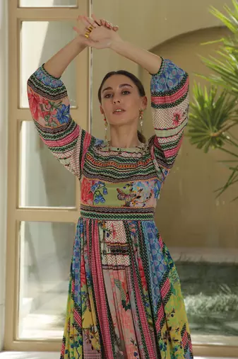 Tropical Tiles Midi Dress
