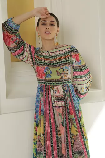 Tropical Tiles Midi Dress