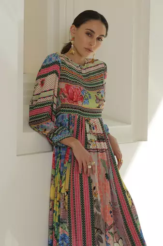 Tropical Tiles Midi Dress