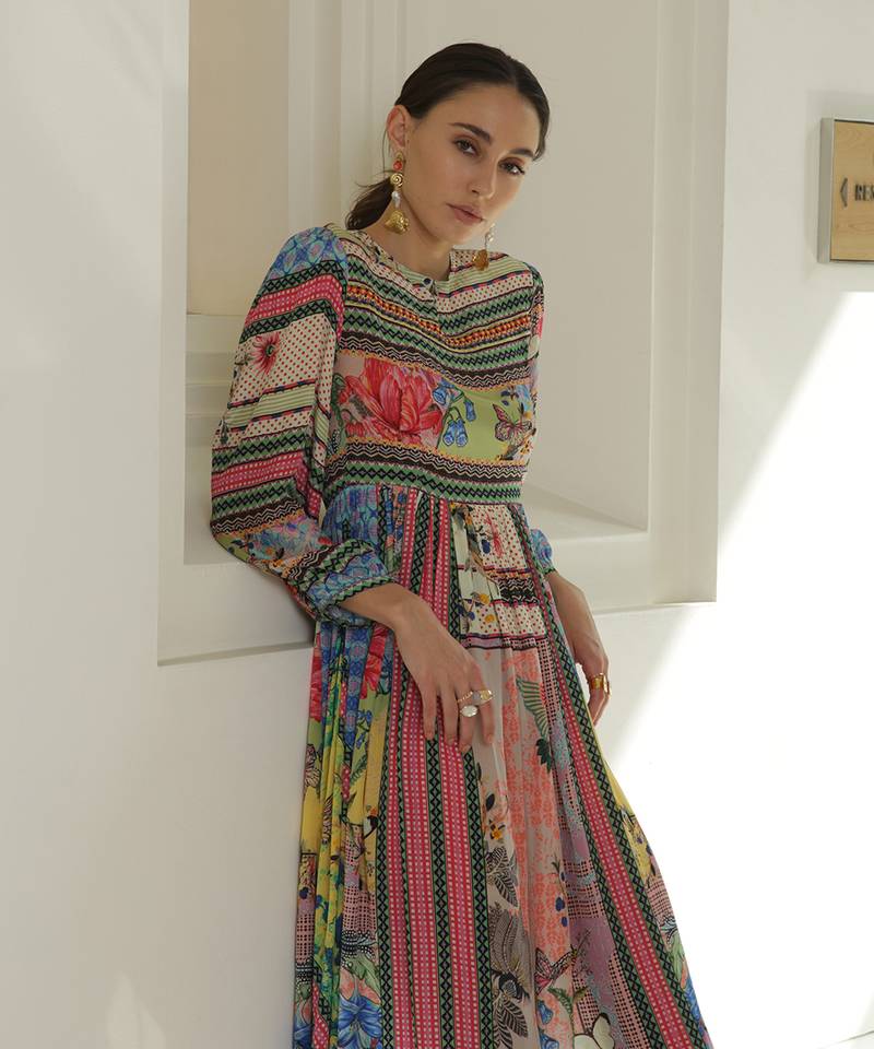 Tropical Tiles Midi Dress