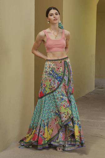 Multicolor printed viscose skirts