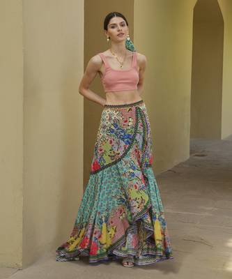 Multicolor printed viscose skirts 1