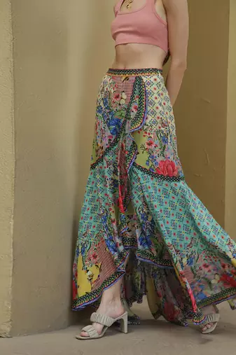 Multicolor printed viscose skirts