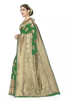 Green Woven Art Silk Saree With Blouse