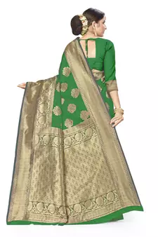 Green Woven Art Silk Saree With Blouse