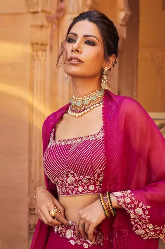 Raspberry Zara Lehenga Set