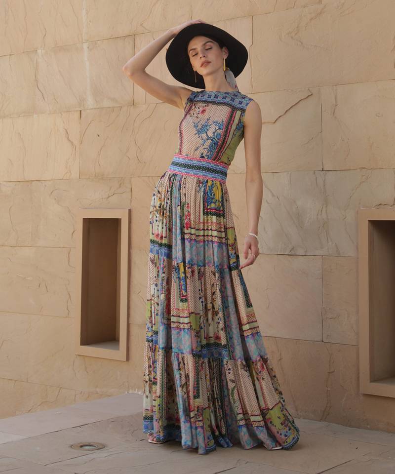 Tropicaltiles Tiered Maxi Dress