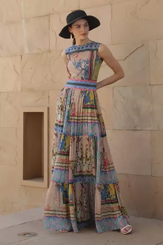 Tropicaltiles Tiered Maxi Dress