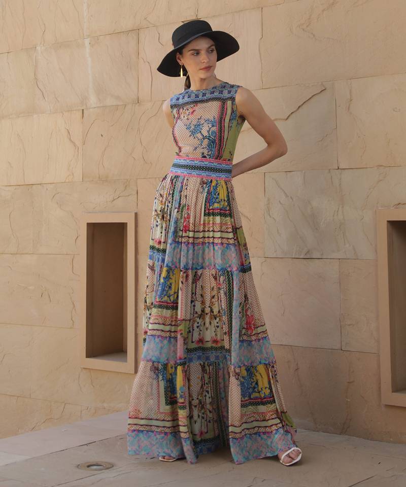 Tropicaltiles Tiered Maxi Dress