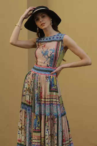 Tropicaltiles Tiered Maxi Dress