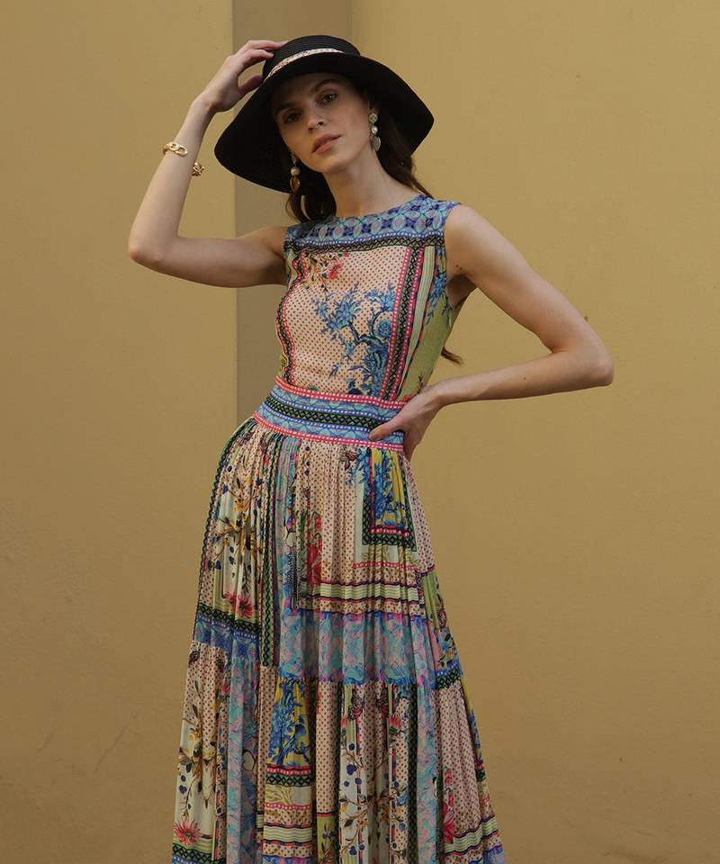 Tropicaltiles Tiered Maxi Dress