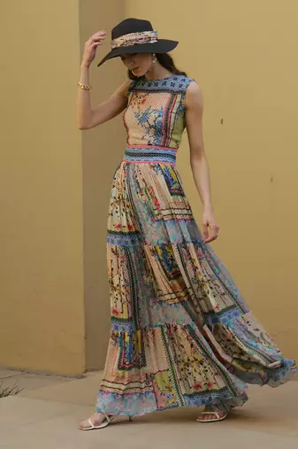 Tropicaltiles Tiered Maxi Dress