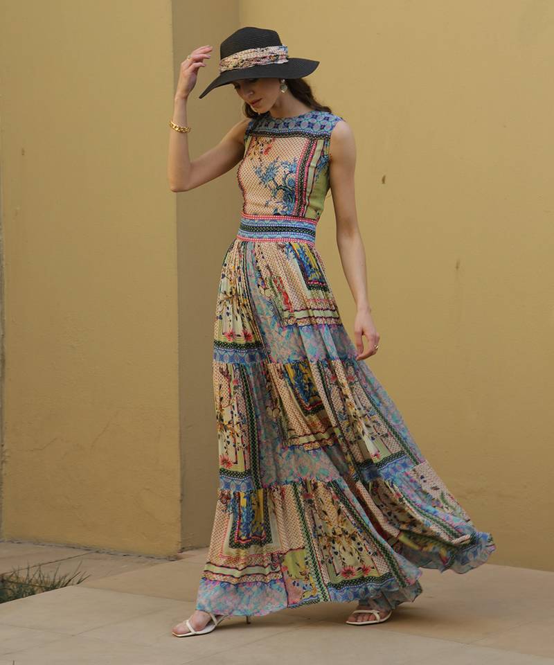 Tropicaltiles Tiered Maxi Dress