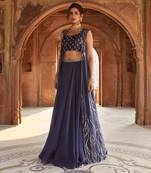 Navy Blue Zea Lehenga Cape Set