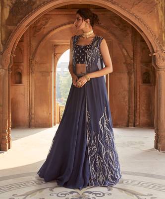 Navy Blue Zea Lehenga Cape Set 2