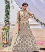 Peach Standard Butterfly Net Bridal Stitching With Cancan And Canvas Attached Lehenga