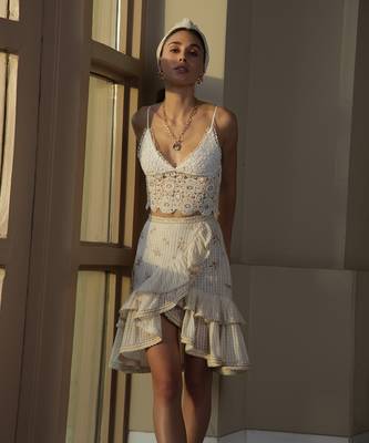 White embroidered viscose skirts 1