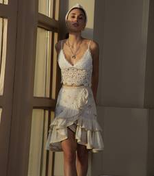 White embroidered viscose skirts