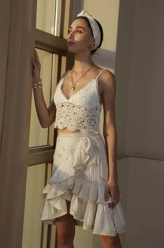 White embroidered viscose skirts