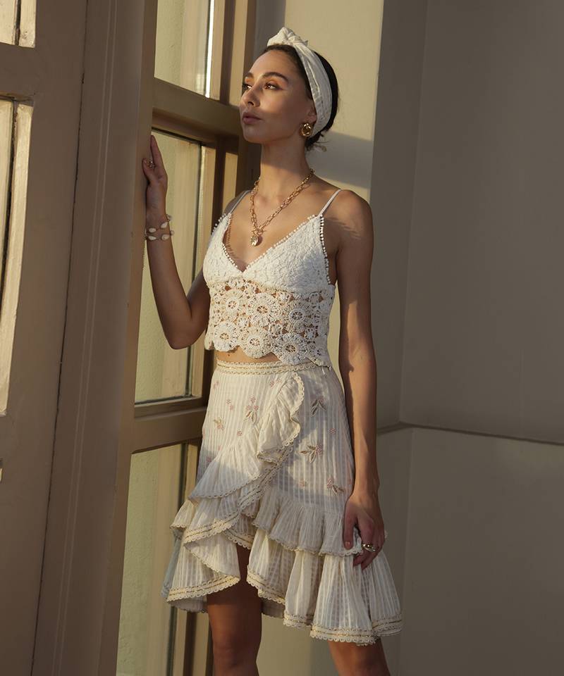 White embroidered viscose skirts