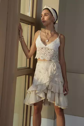 White embroidered viscose skirts