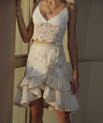 White embroidered viscose skirts 4