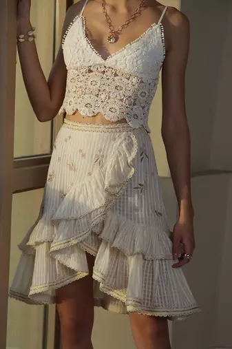White embroidered viscose skirts