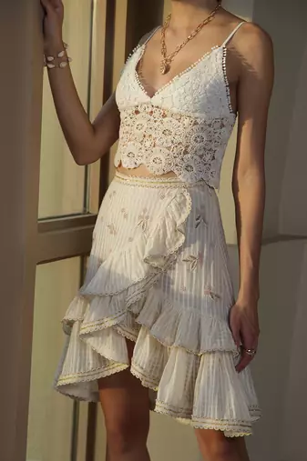 White embroidered viscose skirts