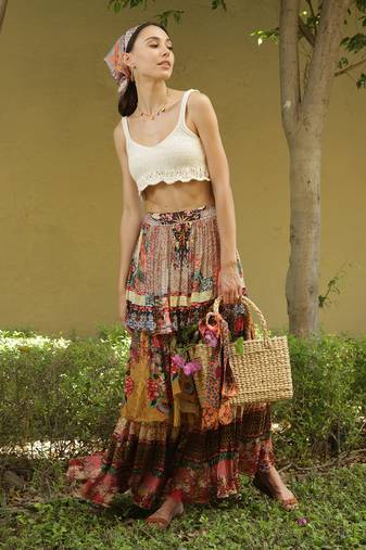 Multicolor printed viscose skirts