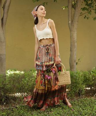 Multicolor printed viscose skirts 1