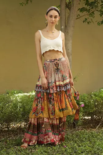 Multicolor printed viscose skirts