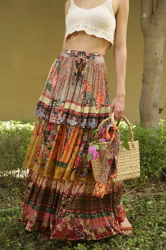 Multicolor printed viscose skirts