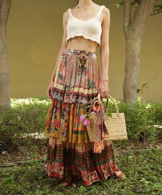 Multicolor printed viscose skirts 4