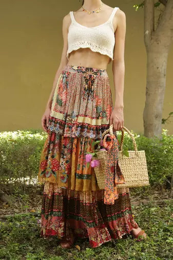Multicolor printed viscose skirts
