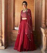 Oxblood Zetta Lehenga Cape Set