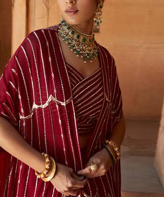 Oxblood Zetta Lehenga Cape Set 4