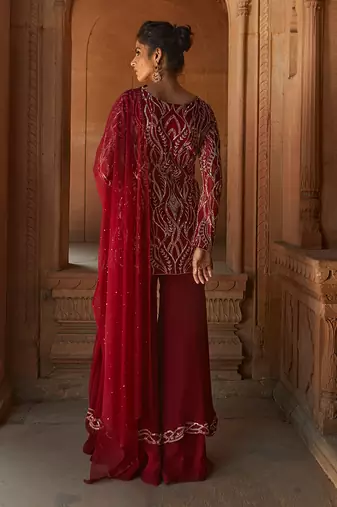 Oxblood Zoofishan Sharara Set