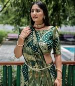 Green Pure Bandhani Silk Blend Saree 