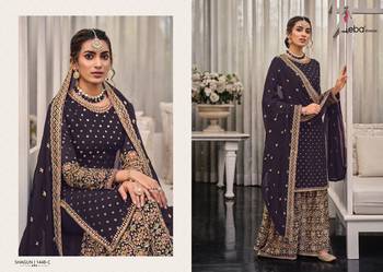 Brown Heavy Blooming Foux Georgette Embroidery Dhaga sequin Work Grown 1