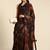 Brown printed georgette saree with blouse