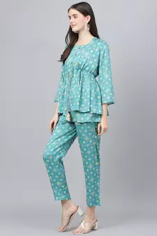 Teal bandhej silk blend salwar