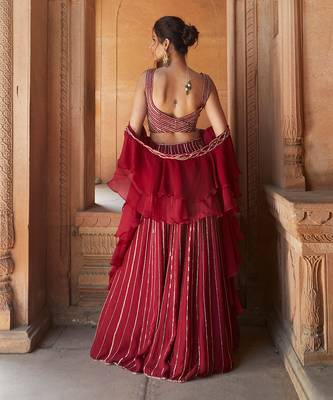 Oxblood Sofia Lehenga Set 2