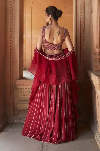 Oxblood Sofia Lehenga Set