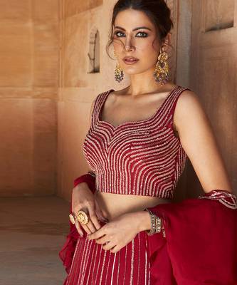 Oxblood Sofia Lehenga Set 3